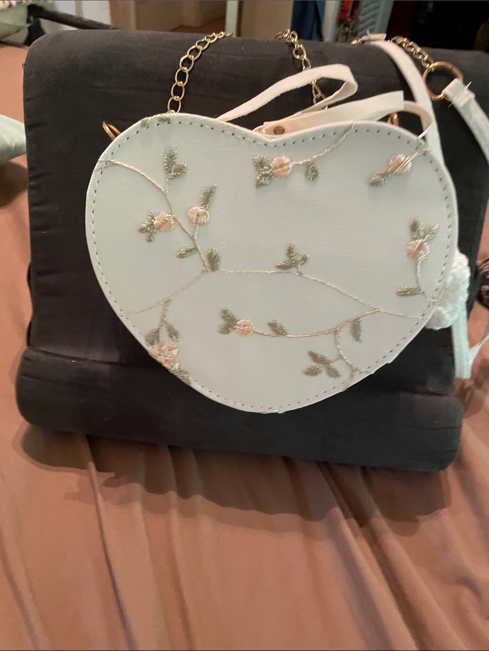 Heart-Shaped Pastel Floral Crossbody Bag